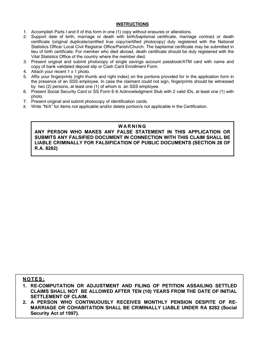 SSS death claim (2012) SSS Death Claim Application — page 2 of 3