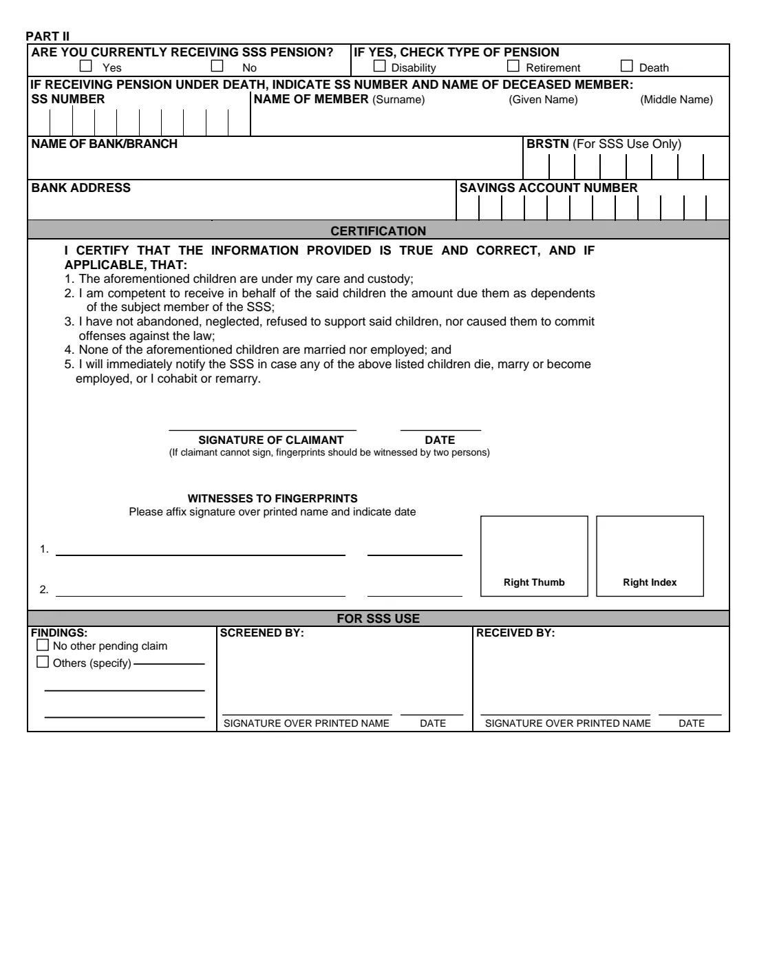 SSS death claim (2012) SSS Death Claim Application — page 3 of 3