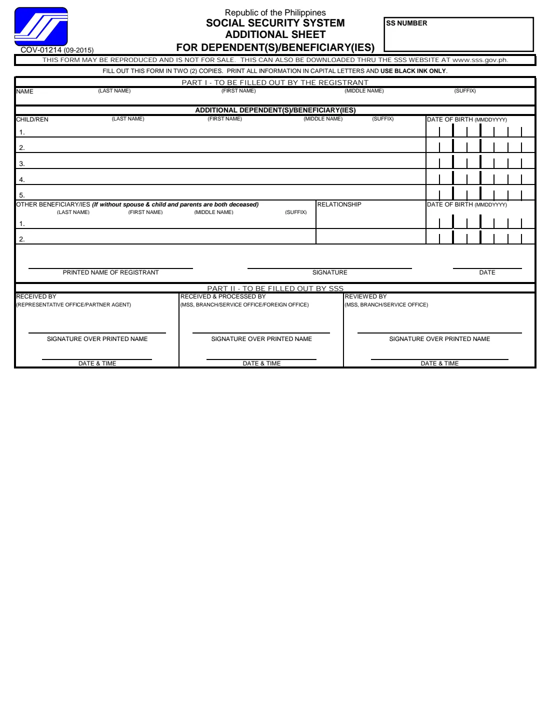 SSS Form E-1 (2015) Personal Record for Issuance of SS Number (SS Form E-1) — page 3 of 3