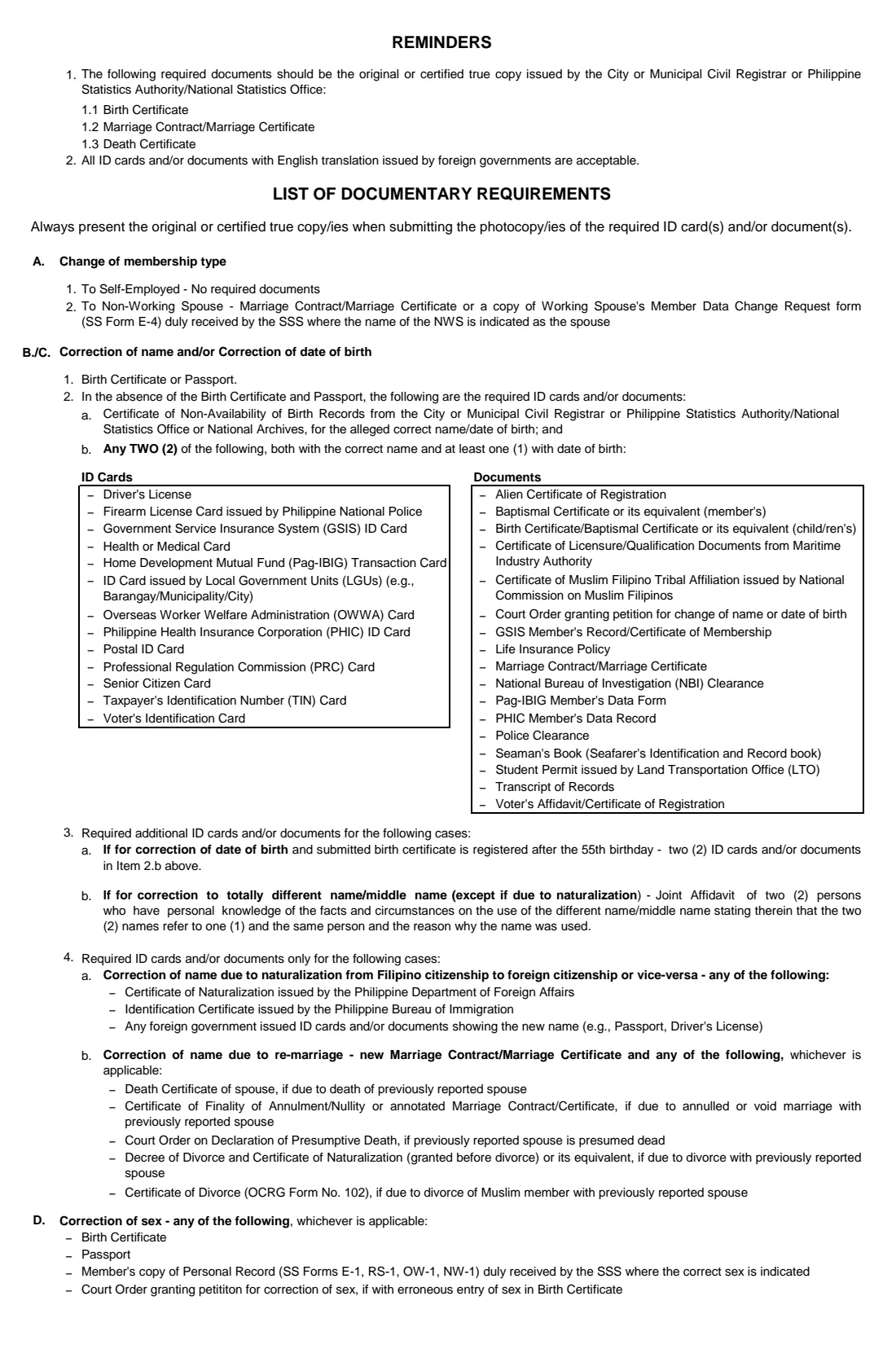 SSS Form E-4 (2015) Member Data Change Request (SS Form E-4) — page 2 of 4