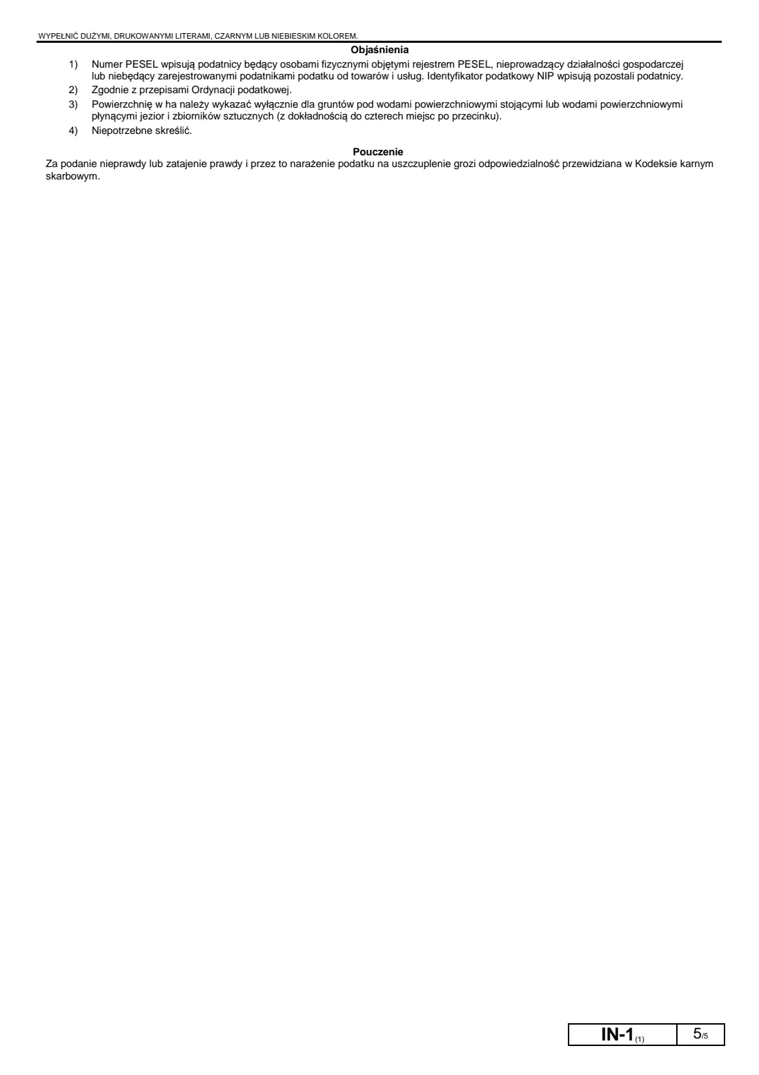IN-1 property tax information (2019) Informacja o nieruchomościach i obiektach budowlanych (IN-1) — page 5 of 5