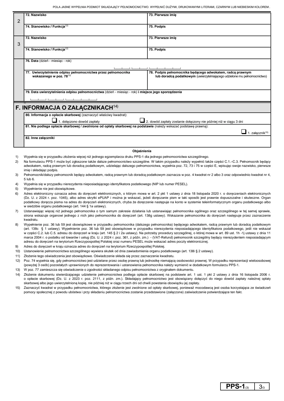 PPS-1 special power of attorney in tax matters (2026) PPS-1 Pełnomocnictwo szczególne — page 3 of 3
