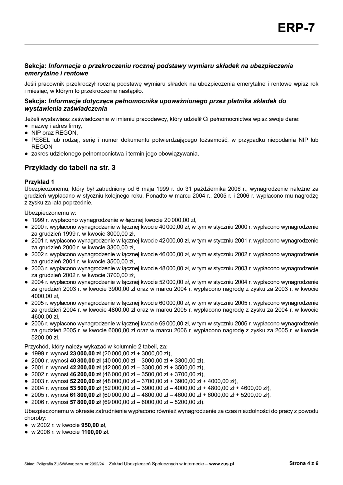 ZUS ERP-7 certificate of employment and pay (2026) ERP-7 Zaświadczenie o zatrudnieniu i wynagrodzeniu (employer's certificate of employment and pay, for a pension claim) — page 8 of 10