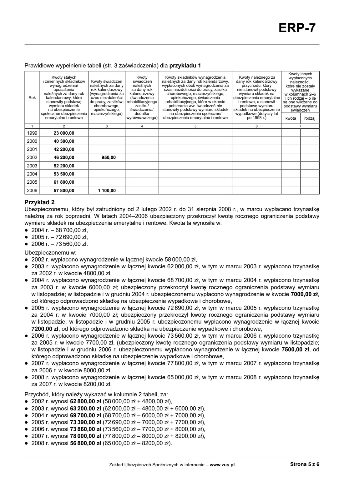 ZUS ERP-7 certificate of employment and pay (2026) ERP-7 Zaświadczenie o zatrudnieniu i wynagrodzeniu (employer's certificate of employment and pay, for a pension claim) — page 9 of 10