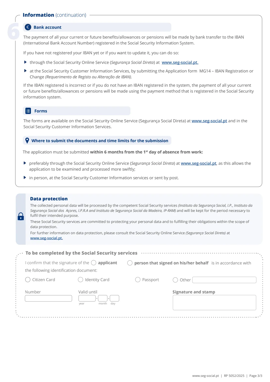 RP 5052 childcare allowance (2025) Application for the Childcare Allowance (RP 5052) — Social Protection in Parenting — page 3 of 3