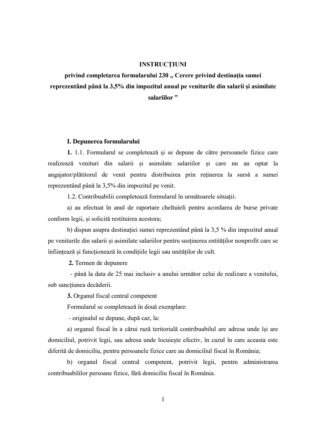 Formular 230 — redirect 3.5% of income tax (2025) Cerere privind destinația sumei reprezentând până la 3,5% din impozitul anual pe veniturile din salarii și asimilate salariilor (Formular 230) — page 3 of 7