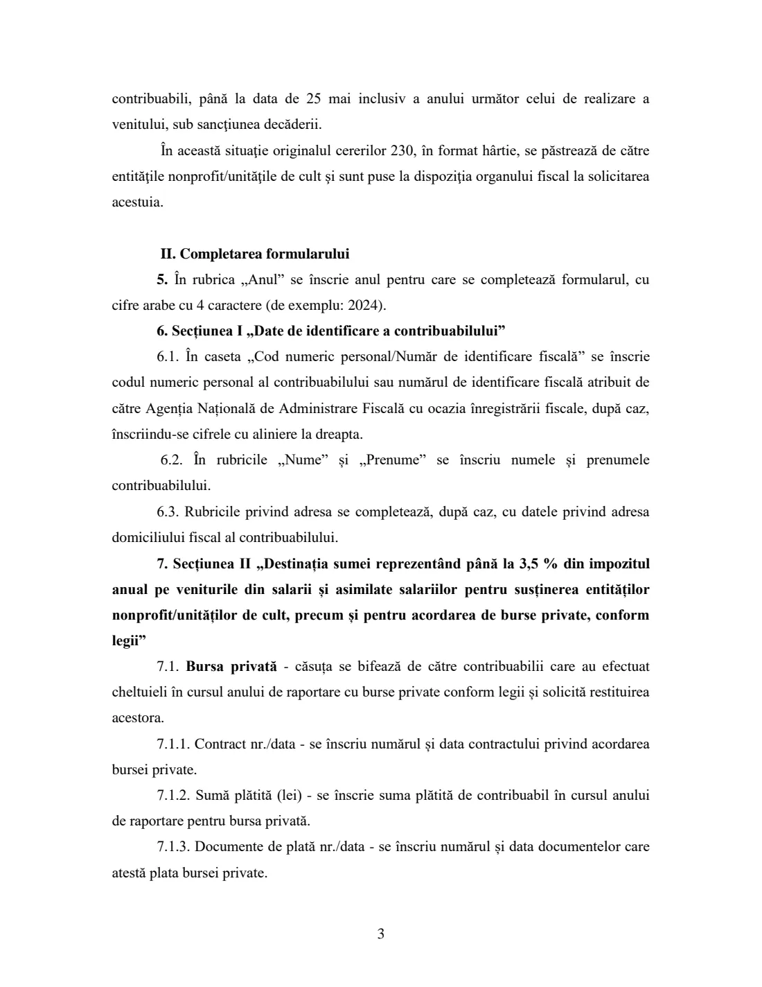 Formular 230 — redirect 3.5% of income tax (2025) Cerere privind destinația sumei reprezentând până la 3,5% din impozitul anual pe veniturile din salarii și asimilate salariilor (Formular 230) — page 5 of 7