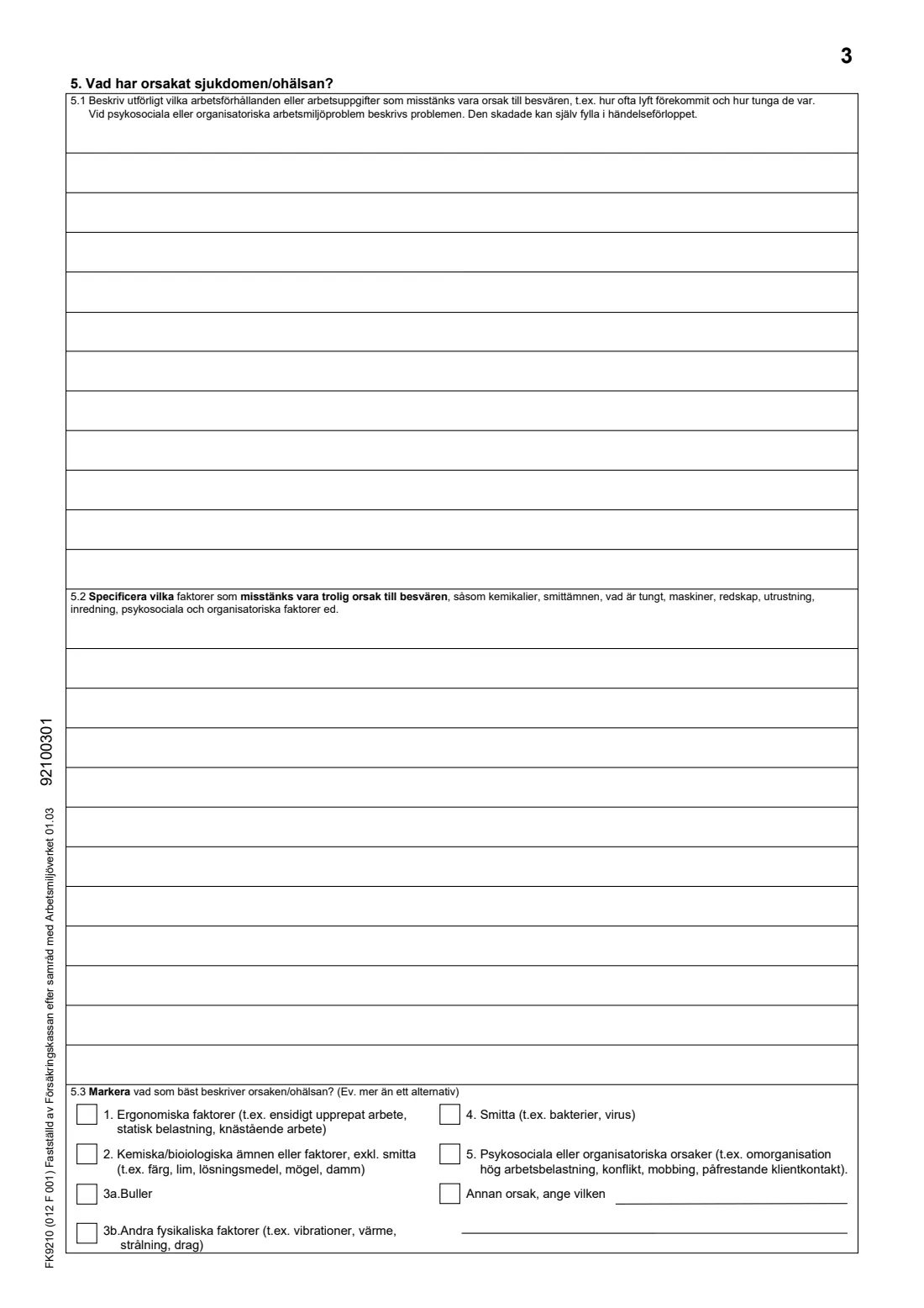 FK 9210 - Work injury report (arbetsskada) (2026) Anmälan - arbetsskada - personskada (FK 9210) — page 3 of 4