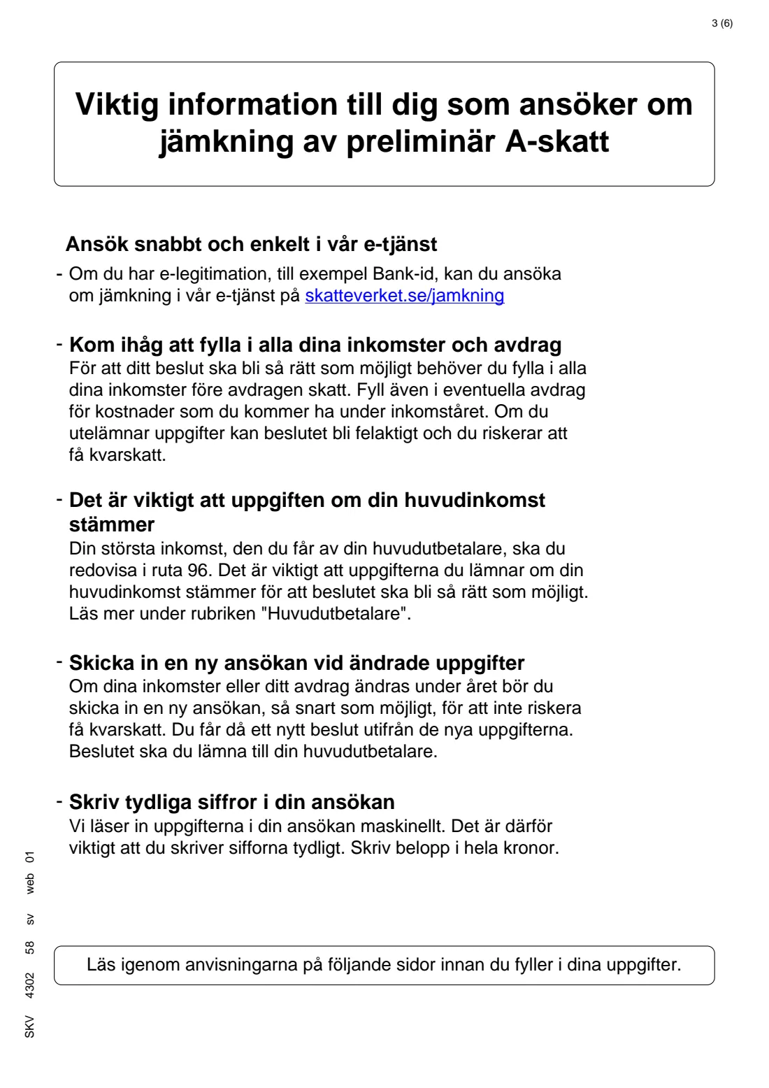 SKV 4302 - Adjustment of preliminary tax (jämkning) (2026) Jämkning - Ändring av preliminär A-skatt (SKV 4302) — page 3 of 6