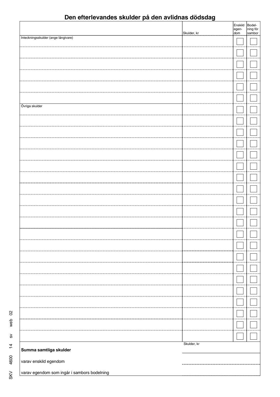 SKV 4600 - Estate inventory (bouppteckning) (2026) Estate inventory (Bouppteckning) — SKV 4600 — page 6 of 7