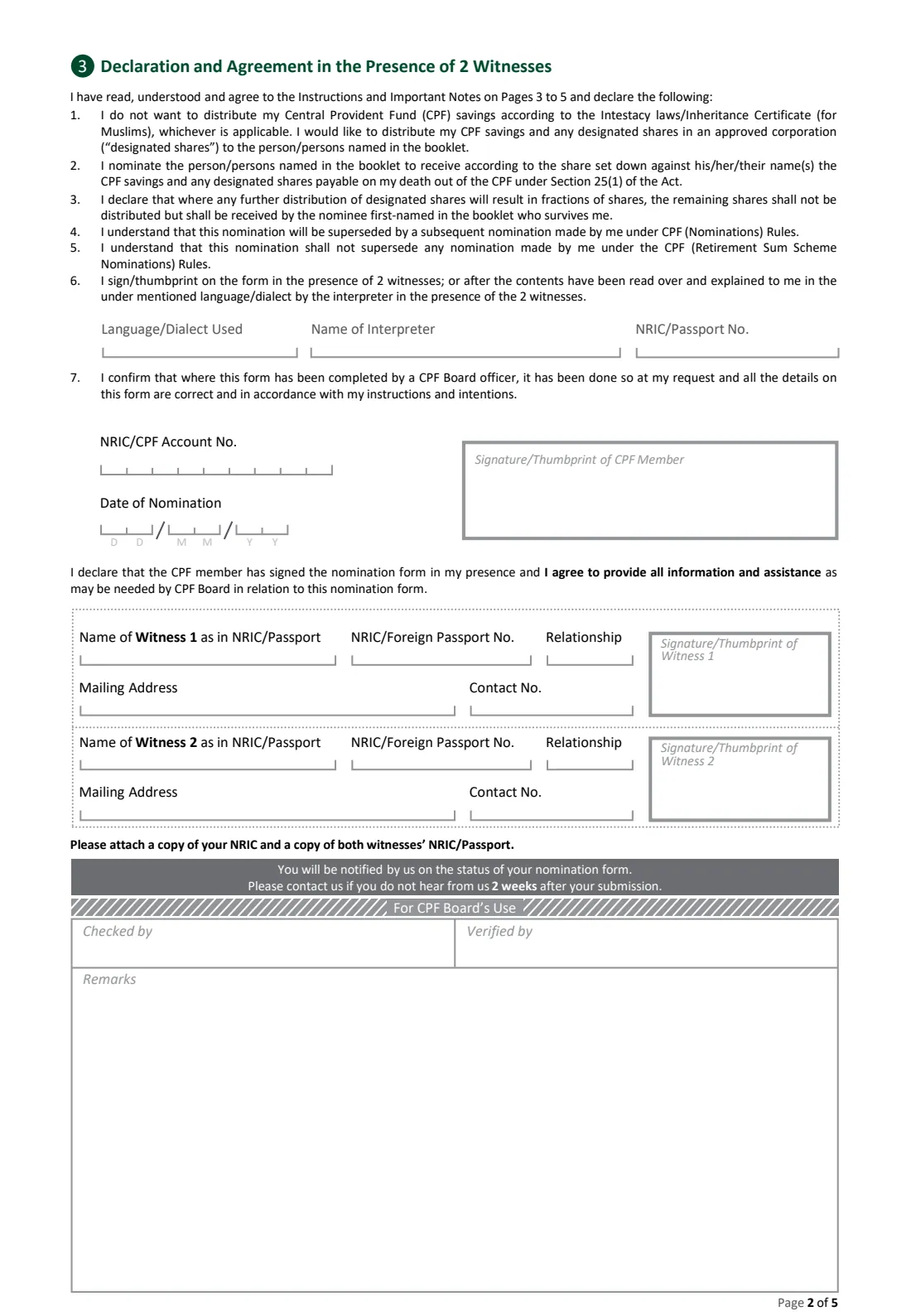 Form 6A(1)-CASH (2024) CPF Nomination Form (cash nomination) — page 2 of 5