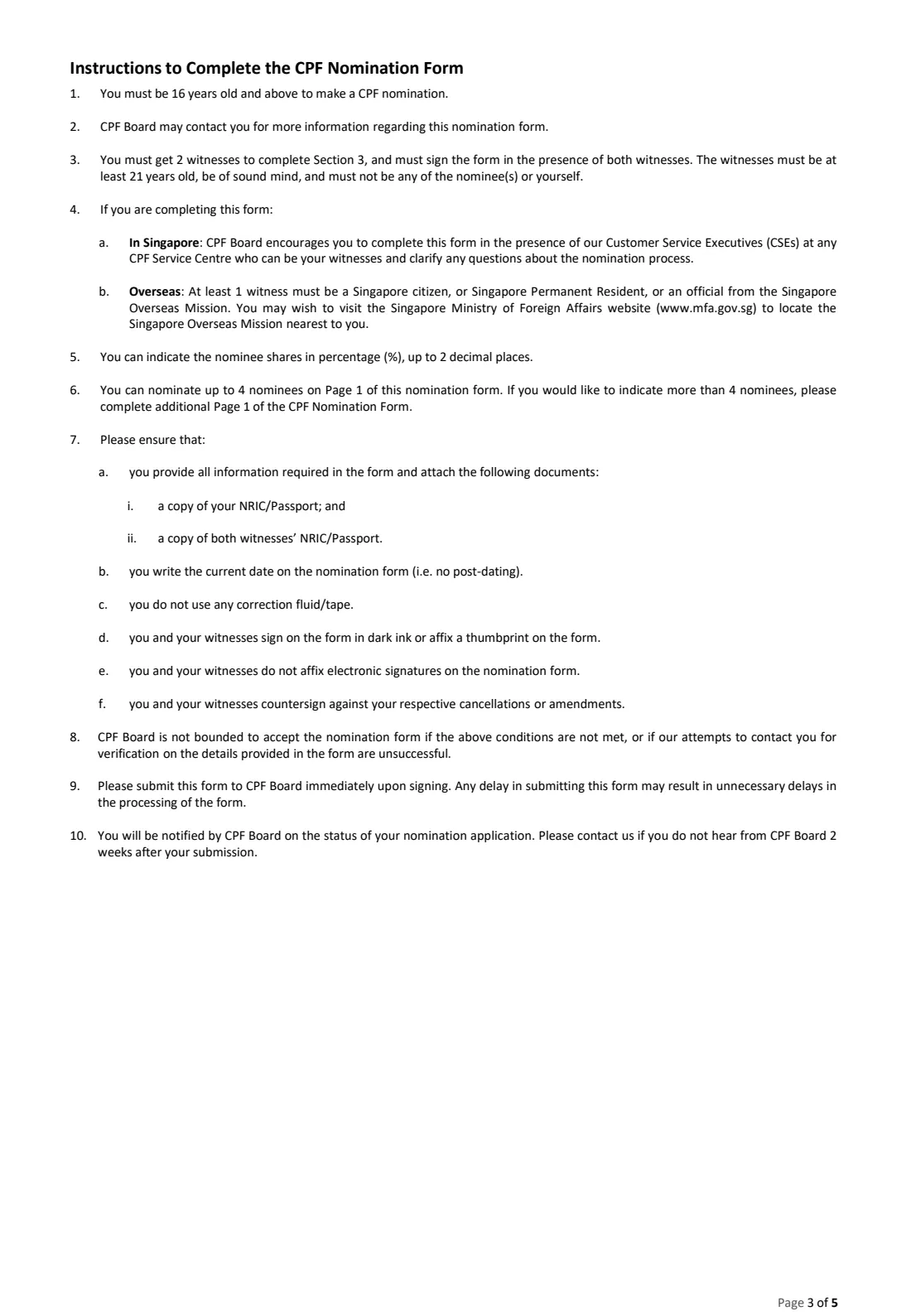 Form 6A(1)-CASH (2024) CPF Nomination Form (cash nomination) — page 3 of 5