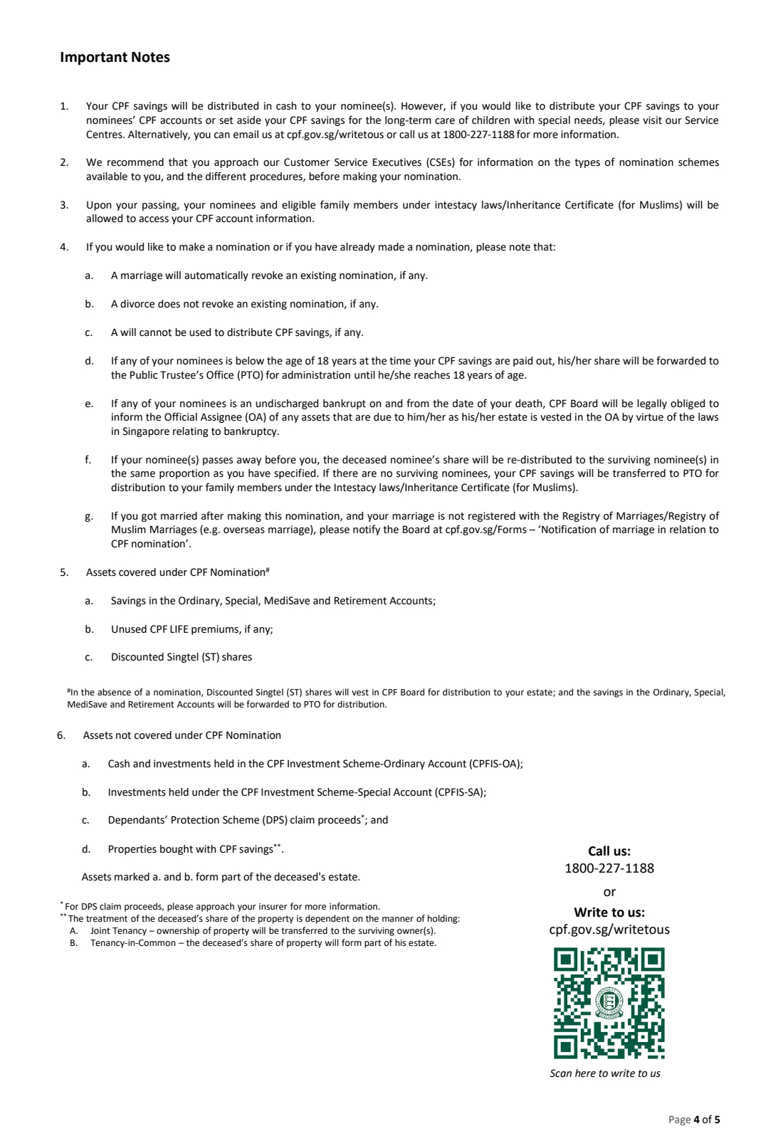Form 6A(1)-CASH (2024) CPF Nomination Form (cash nomination) — page 4 of 5
