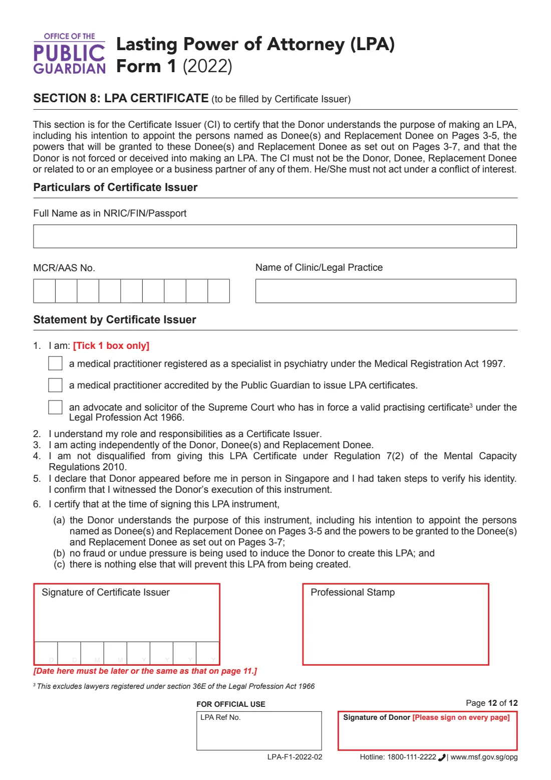 LPA Form 1 (2022) Lasting Power of Attorney — LPA Form 1 (standard powers), hardcopy — page 14 of 14