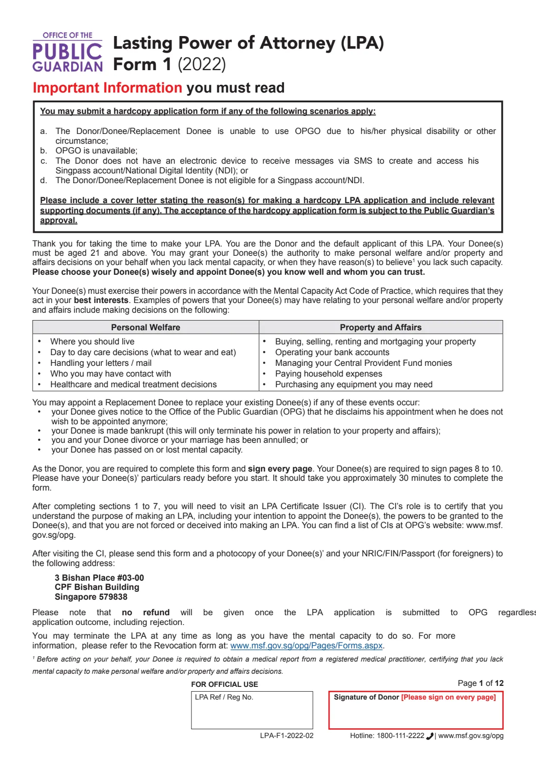 LPA Form 1 (2022) Lasting Power of Attorney — LPA Form 1 (standard powers), hardcopy — page 3 of 14