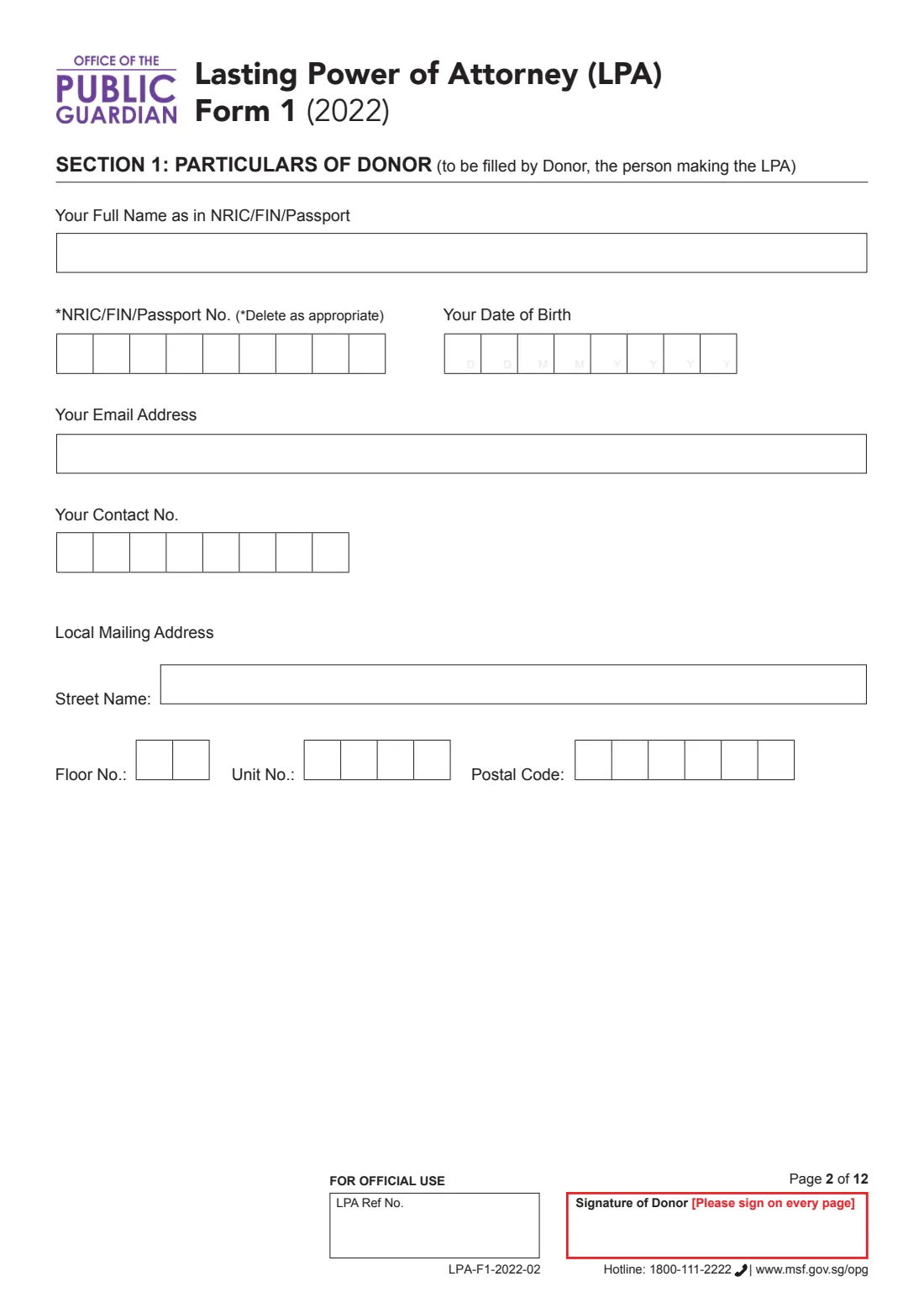LPA Form 1 (2022) Lasting Power of Attorney — LPA Form 1 (standard powers), hardcopy — page 4 of 14