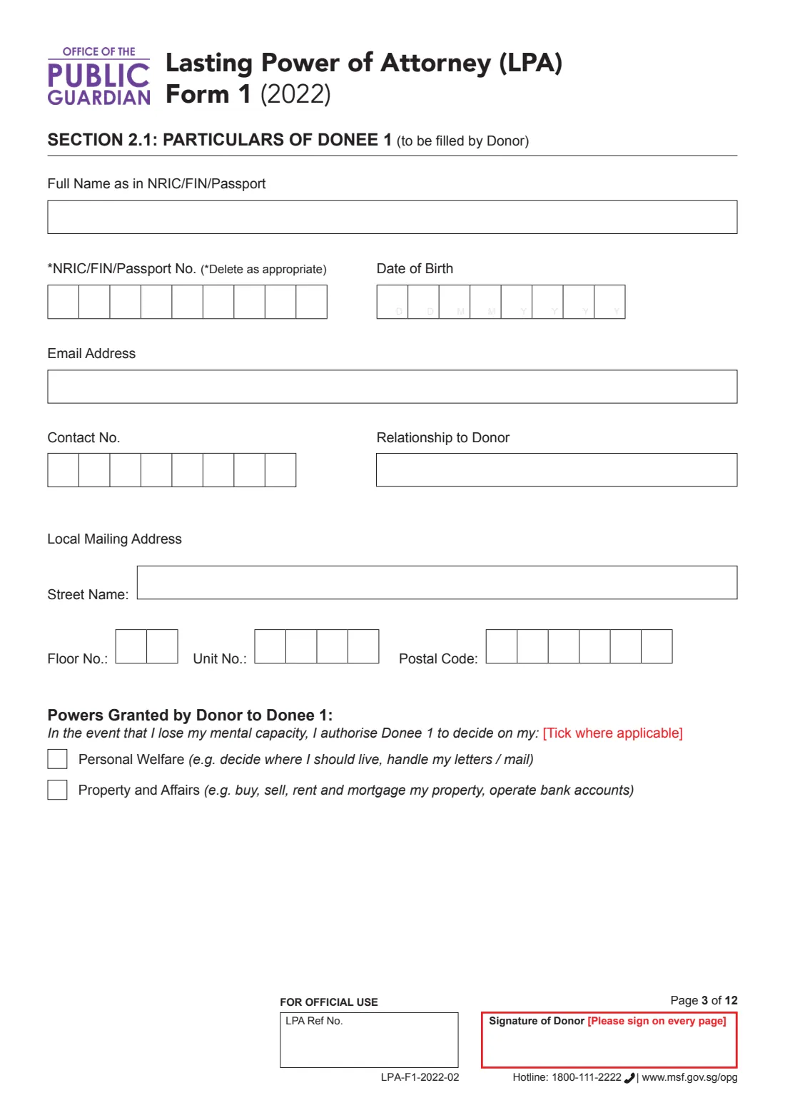 LPA Form 1 (2022) Lasting Power of Attorney — LPA Form 1 (standard powers), hardcopy — page 5 of 14