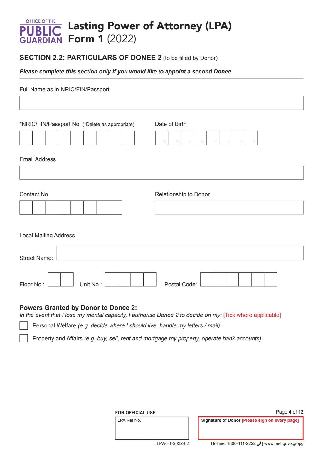 LPA Form 1 (2022) Lasting Power of Attorney — LPA Form 1 (standard powers), hardcopy — page 6 of 14