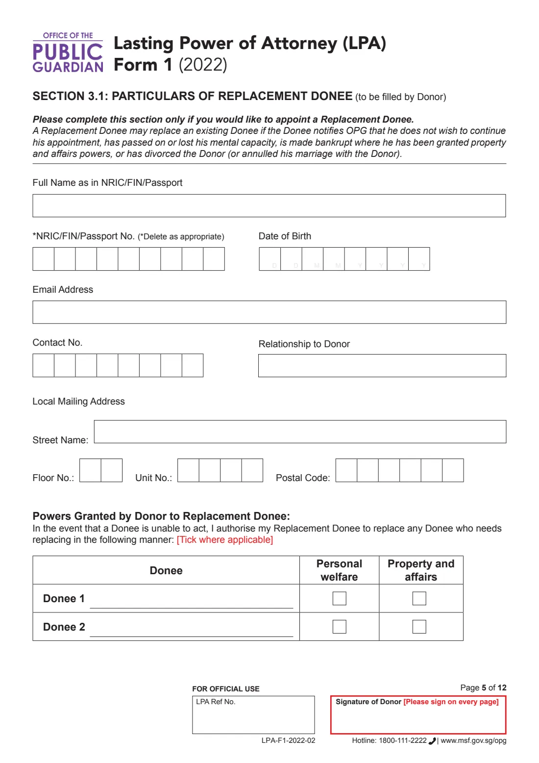 LPA Form 1 (2022) Lasting Power of Attorney — LPA Form 1 (standard powers), hardcopy — page 7 of 14
