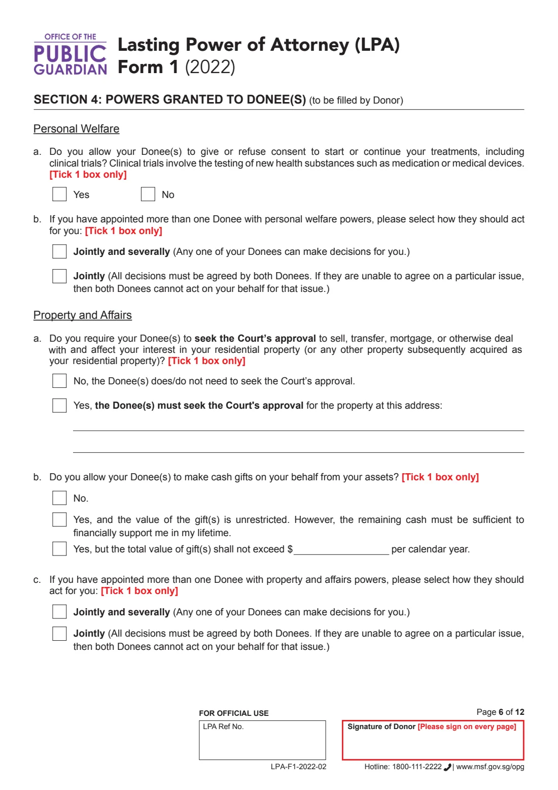LPA Form 1 (2022) Lasting Power of Attorney — LPA Form 1 (standard powers), hardcopy — page 8 of 14