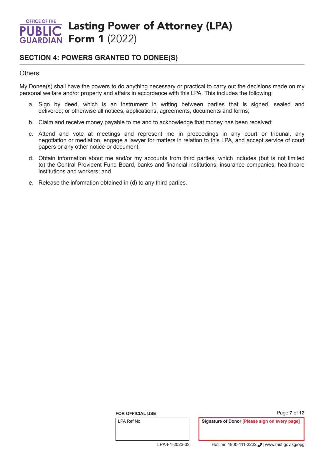 LPA Form 1 (2022) Lasting Power of Attorney — LPA Form 1 (standard powers), hardcopy — page 9 of 14