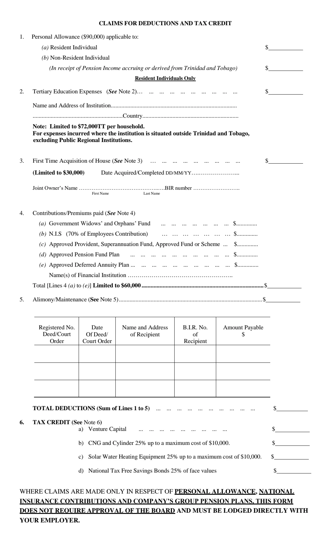 Form TD1 employee's declaration (2026) Employee's Declaration of Emoluments, Deductions and Tax Credits (Form T.D.-1) — page 2 of 3