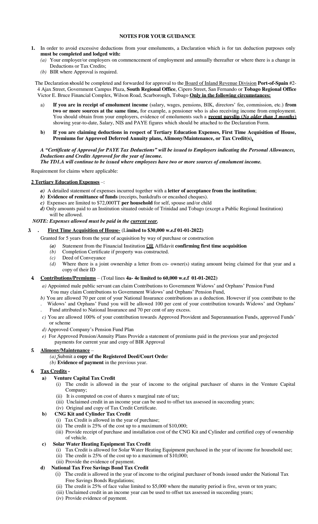 Form TD1 employee's declaration (2026) Employee's Declaration of Emoluments, Deductions and Tax Credits (Form T.D.-1) — page 3 of 3