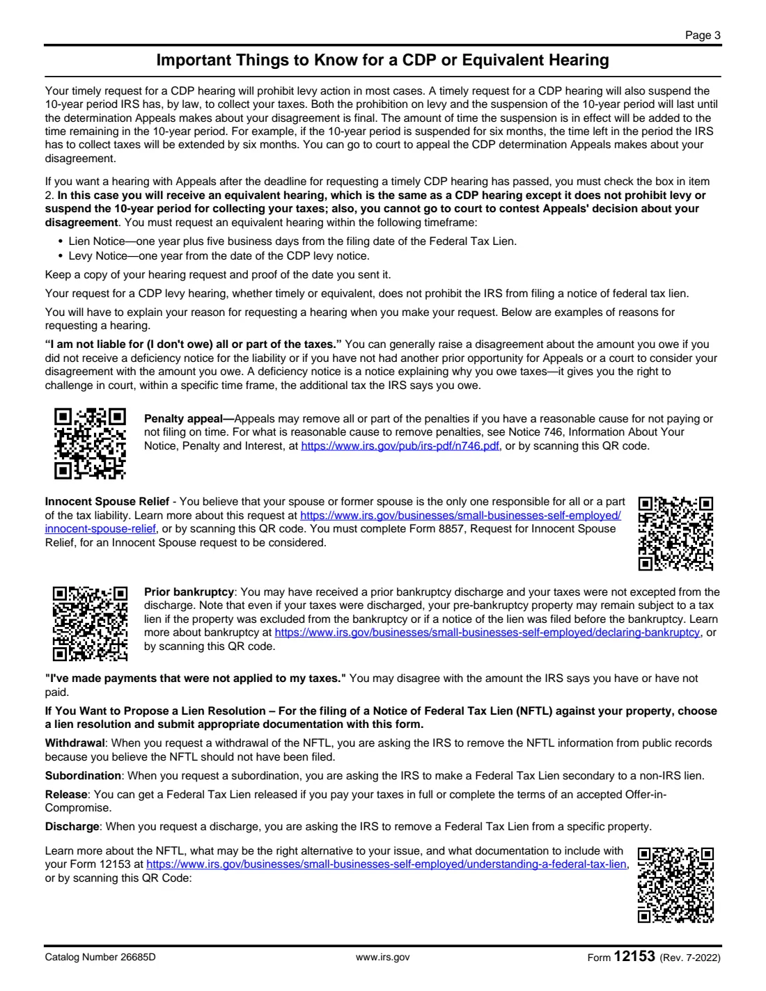 Form 12153 (2022) Request for a Collection Due Process or Equivalent Hearing — page 3 of 4