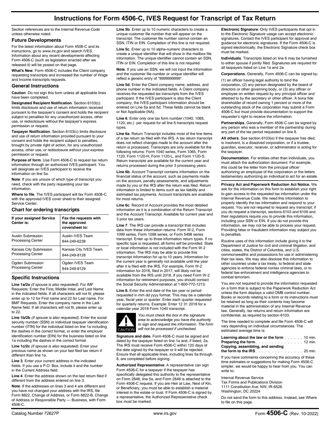 Form 4506-C (2022) IVES Request for Transcript of Tax Return — page 2 of 2
