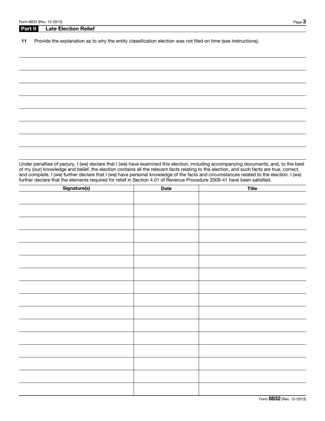 Form 8832 (2013) Entity Classification Election — page 3 of 3