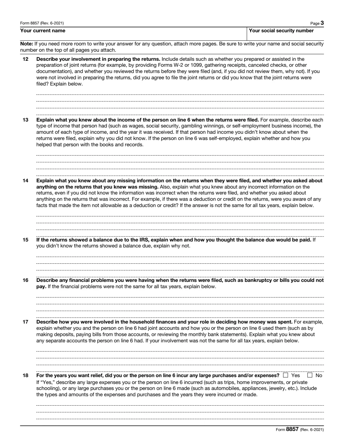 Form 8857 (2021) Request for Innocent Spouse Relief — page 3 of 6