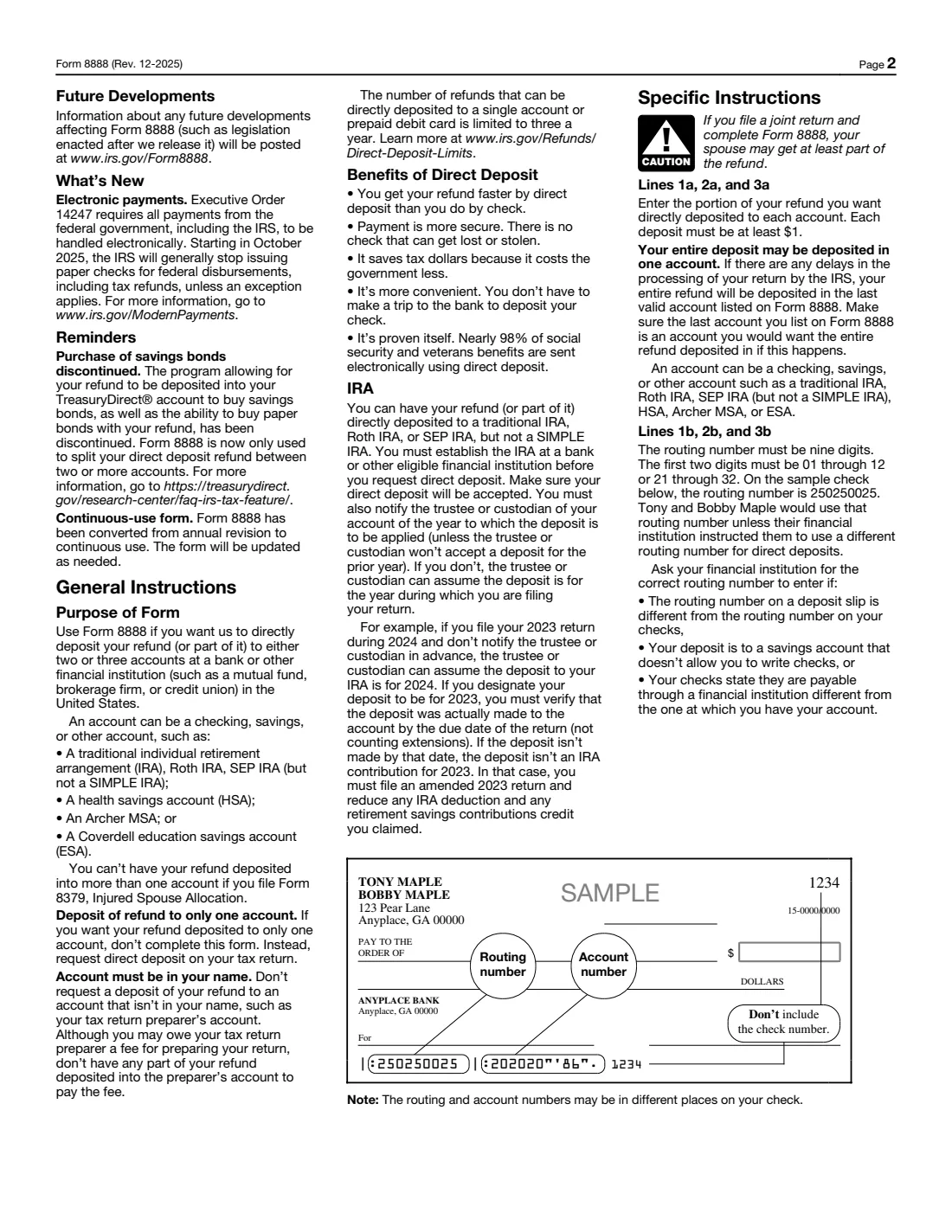 Form 8888 (2025) Allocation of Refund — page 2 of 3