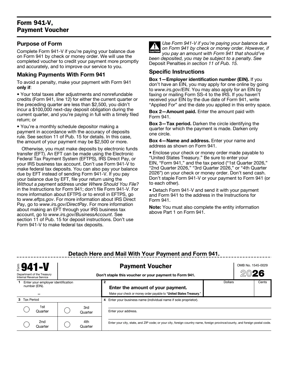 Form 941 (2026) Employer's QUARTERLY Federal Tax Return — page 3 of 3