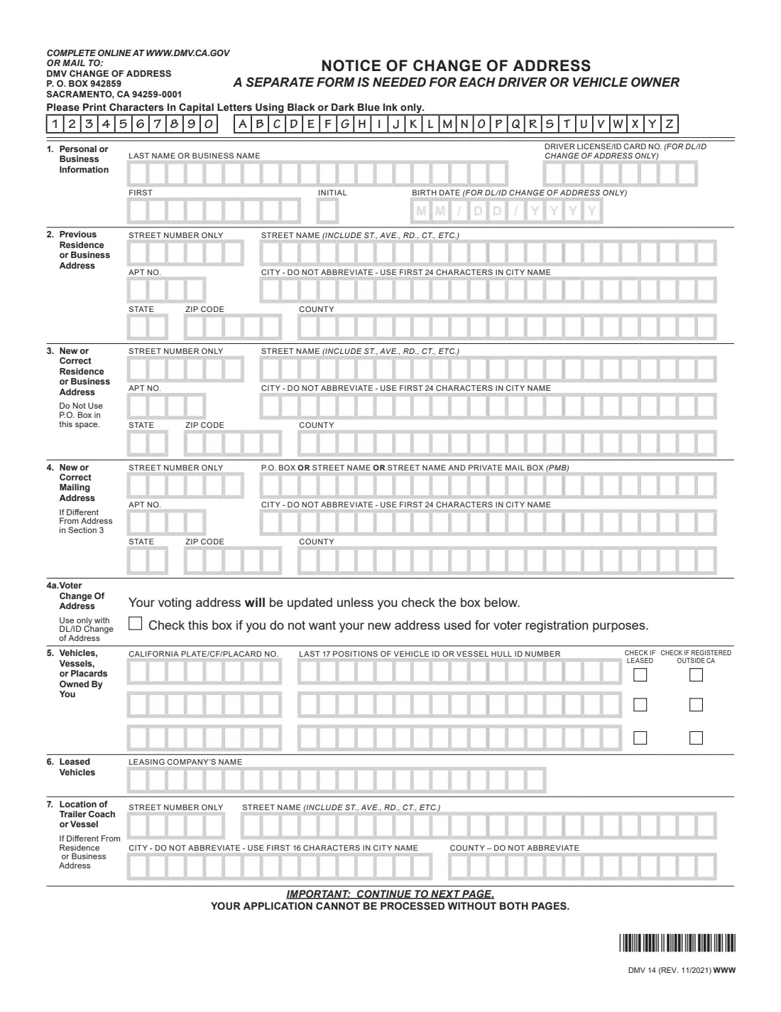 DMV 14 (2021) Notice of Change of Address (California DMV) — page 2 of 3