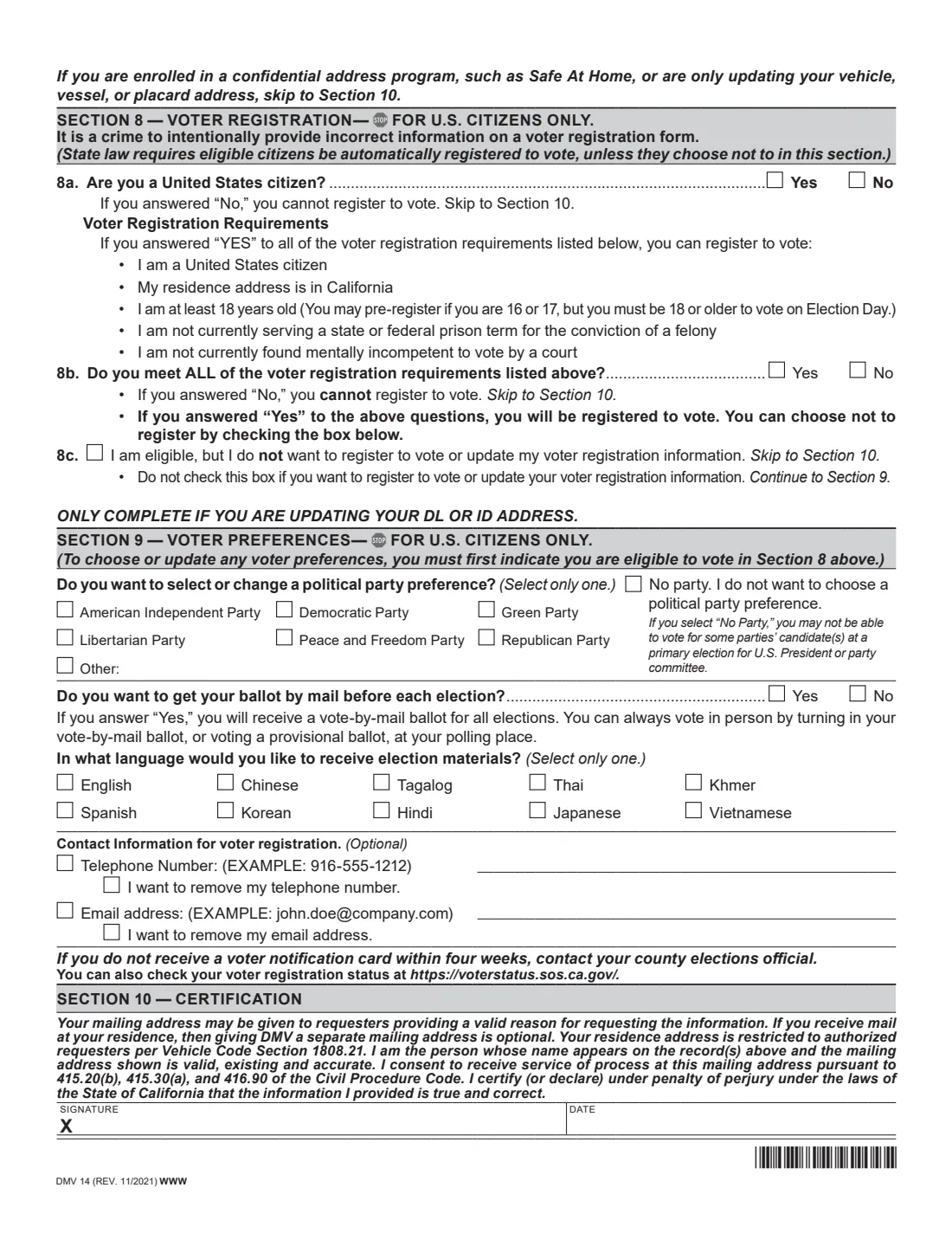DMV 14 (2021) Notice of Change of Address (California DMV) — page 3 of 3