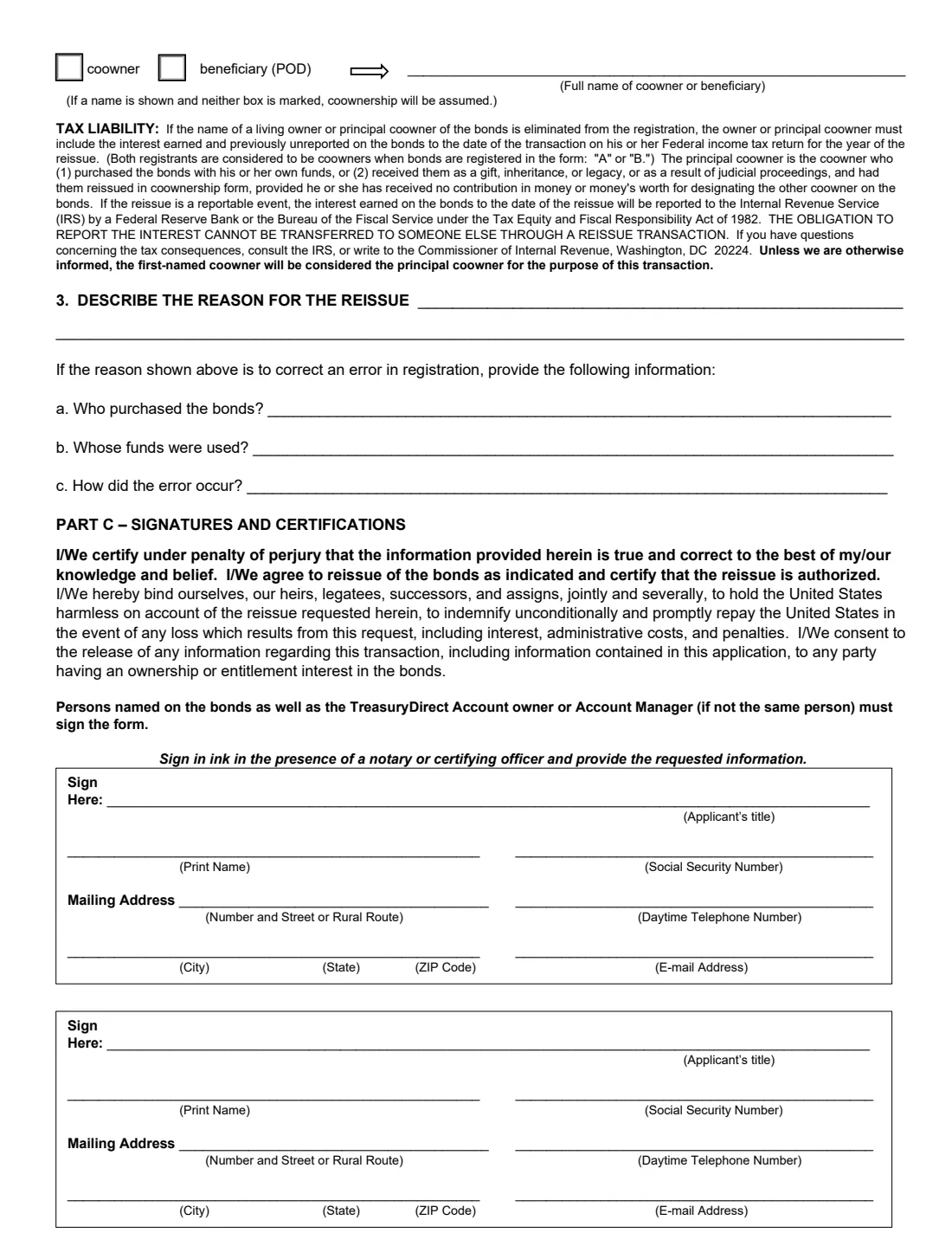 FS Form 4000 (2026) Request to Reissue United States Savings Bonds — page 5 of 9