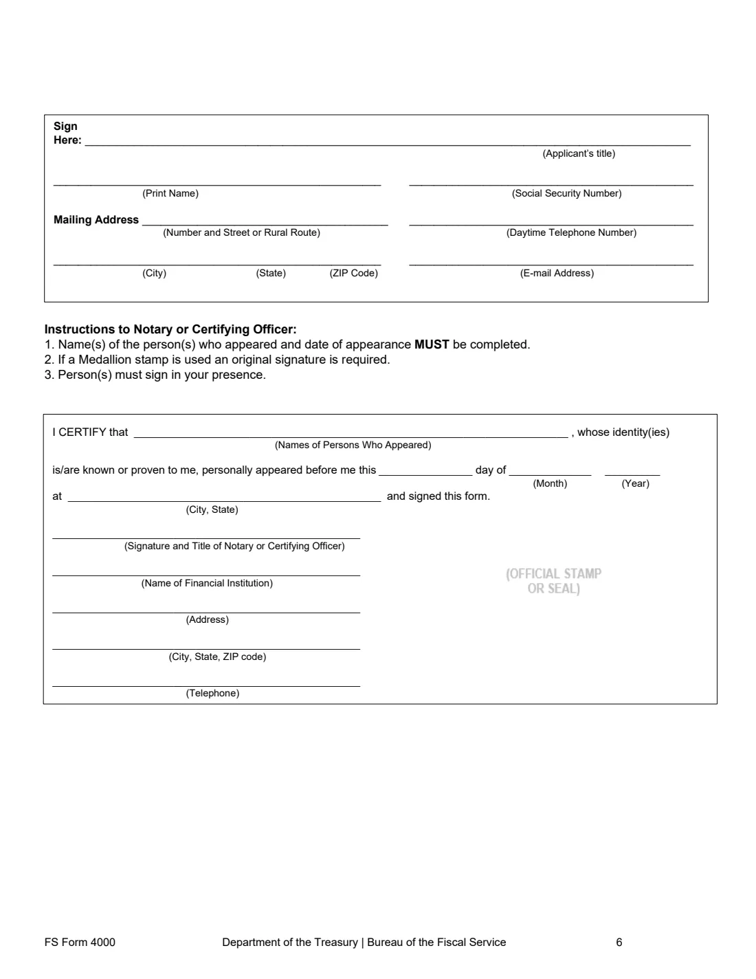 FS Form 4000 (2026) Request to Reissue United States Savings Bonds — page 6 of 9