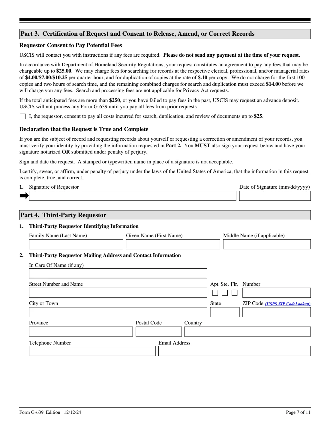 Form G-639 (2024) Freedom of Information/Privacy Act Request — page 7 of 11