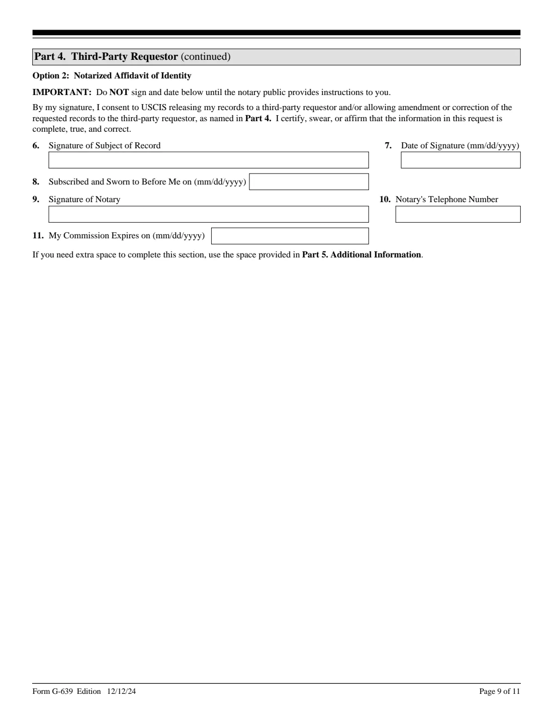 Form G-639 (2024) Freedom of Information/Privacy Act Request — page 9 of 11