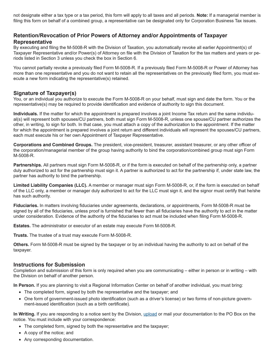 Form M-5008-R (2026) Appointment of Taxpayer Representative (New Jersey) — page 4 of 4