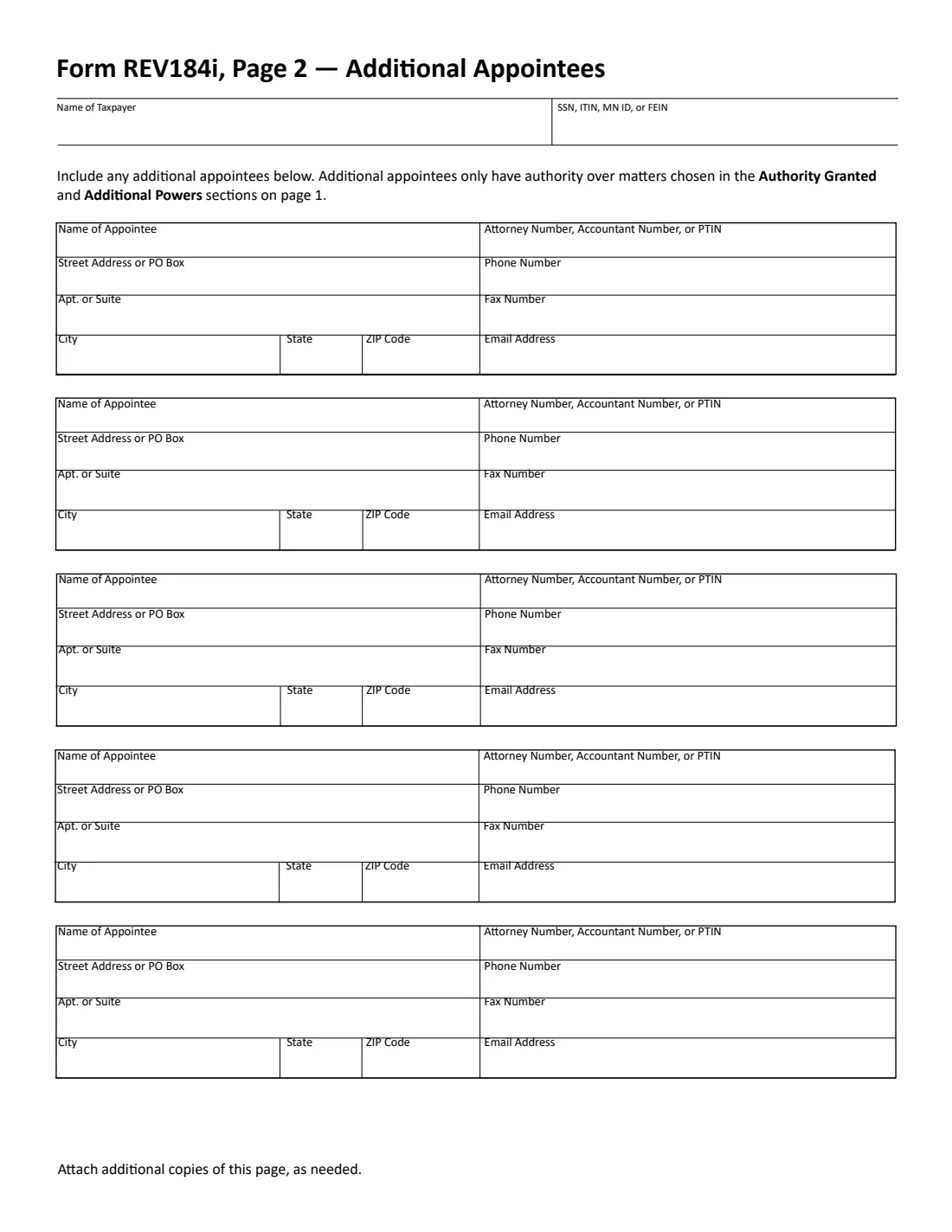 Form REV184i (2021) Individual or Sole Proprietor Power of Attorney (Minnesota REV184i) — page 2 of 4