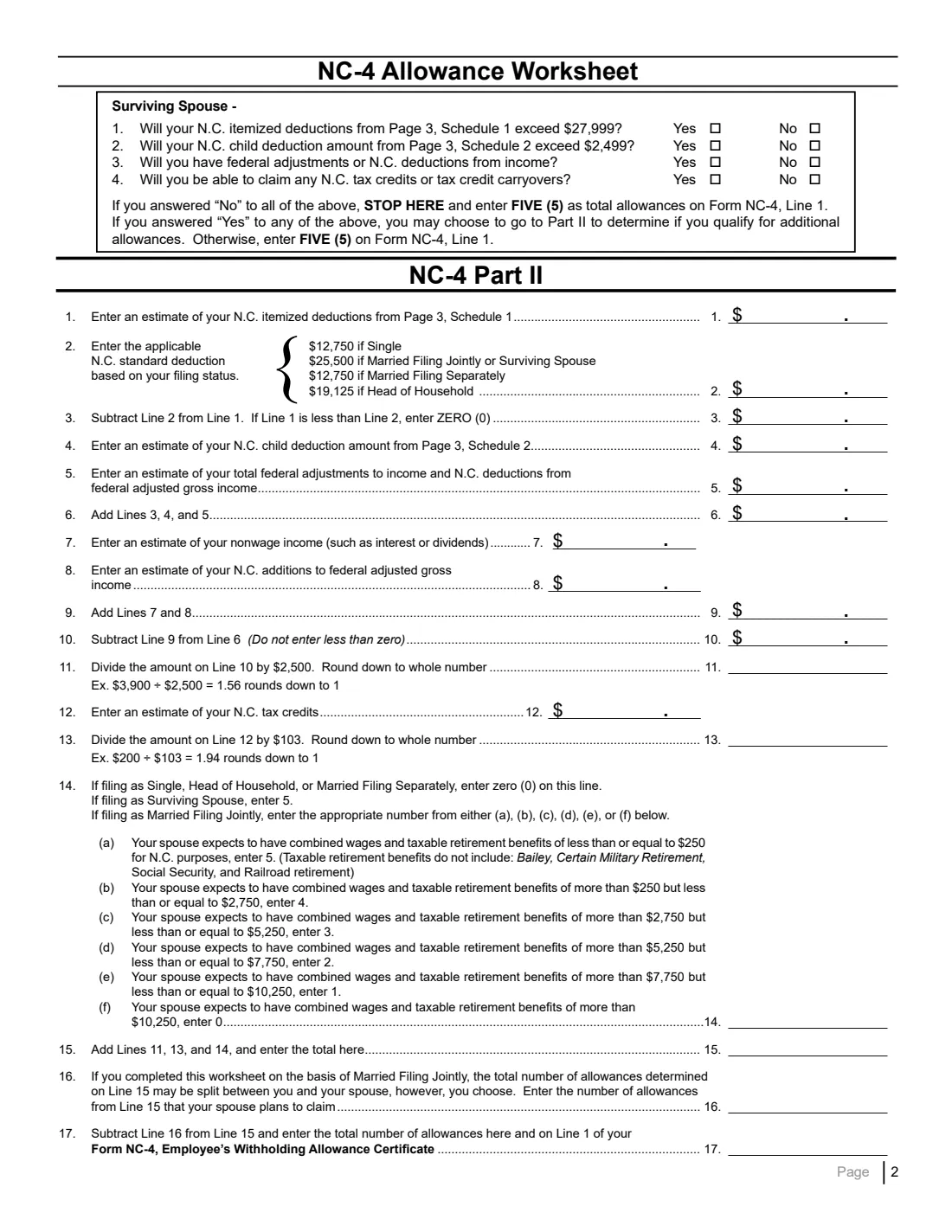 Form NC-4 (2025) Employee's Withholding Allowance Certificate — page 4 of 6