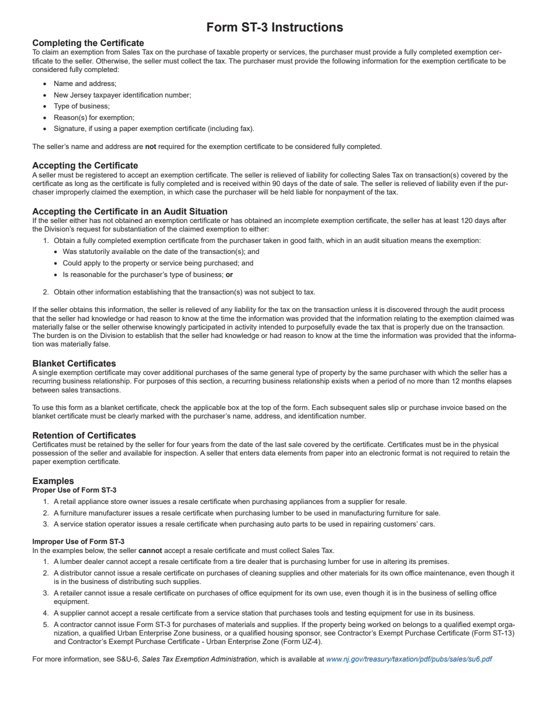 Form ST-3 (2023) Sales Tax Resale Certificate (New Jersey) — page 2 of 2
