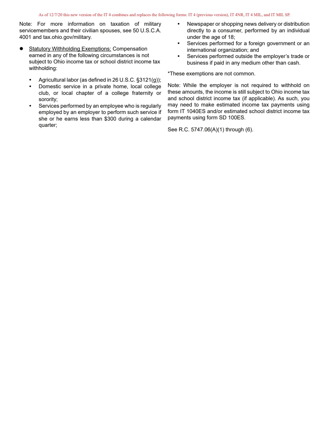 Ohio Form IT 4 (2024) Employee's Withholding Exemption Certificate (Ohio IT 4) — page 3 of 3