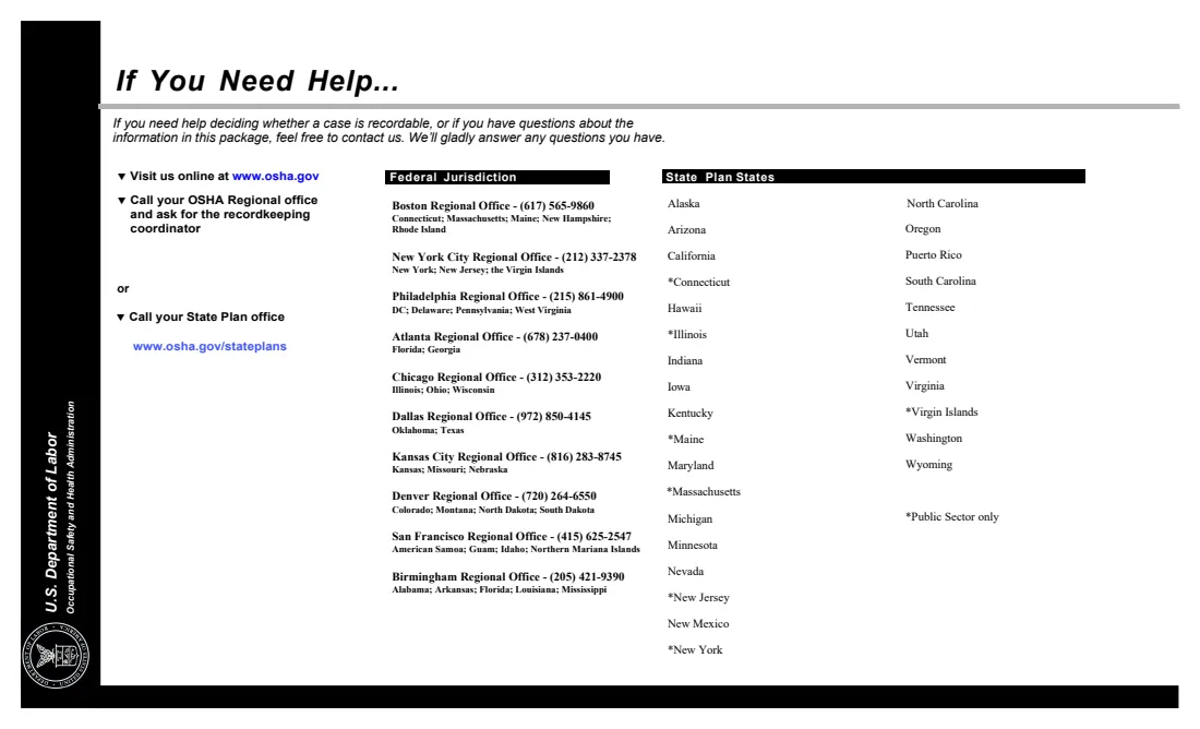 OSHA Forms 300, 300A and 301 (2004) Forms for Recording Work-Related Injuries and Illnesses (OSHA 300, 300A, 301) — page 11 of 12