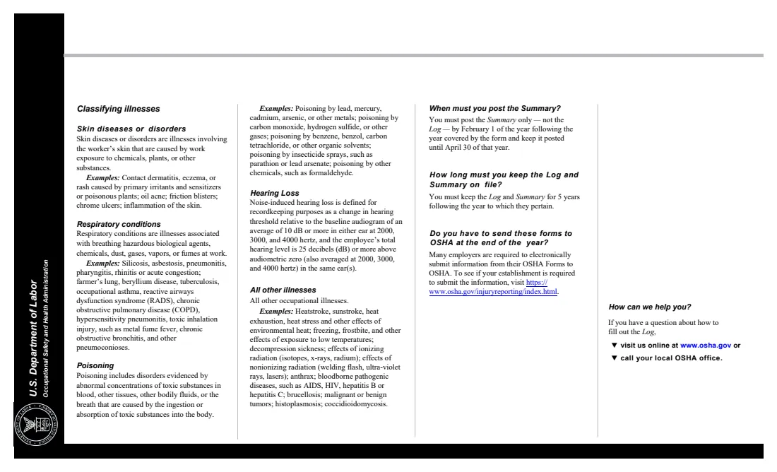 OSHA Forms 300, 300A and 301 (2004) Forms for Recording Work-Related Injuries and Illnesses (OSHA 300, 300A, 301) — page 4 of 12