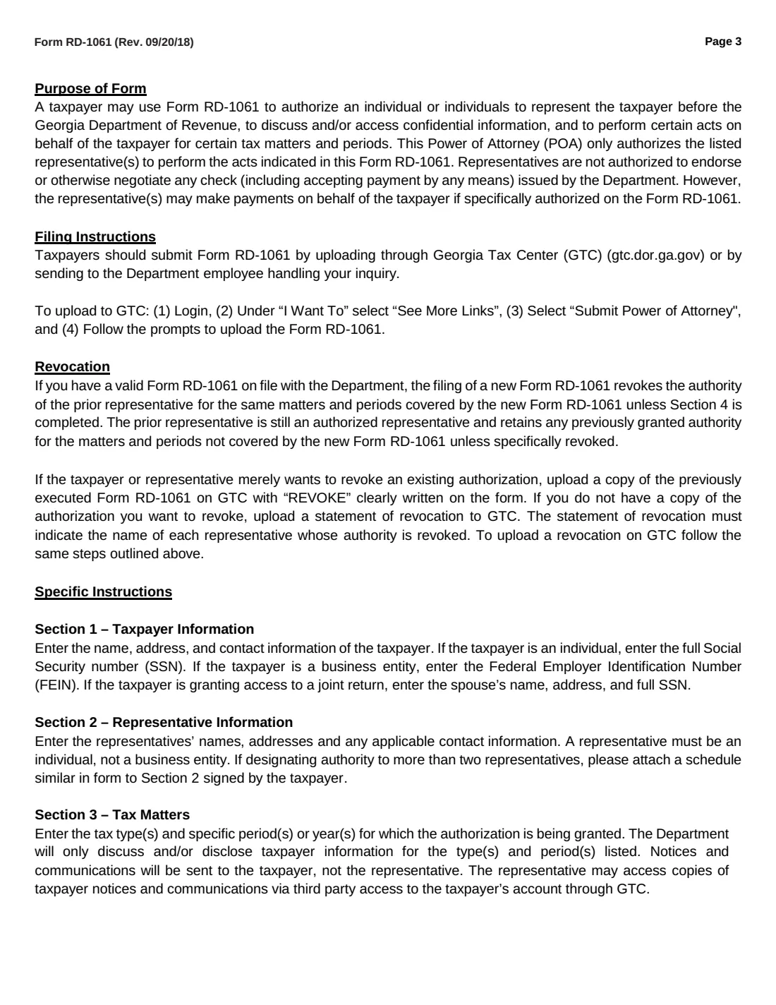 Form RD-1061 (2018) Power of Attorney and Declaration of Representative — page 3 of 4