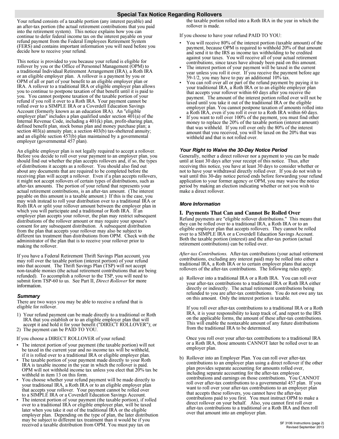 SF 3106 (2013) Application for Refund of Retirement Deductions (Federal Employees Retirement System) — page 8 of 9