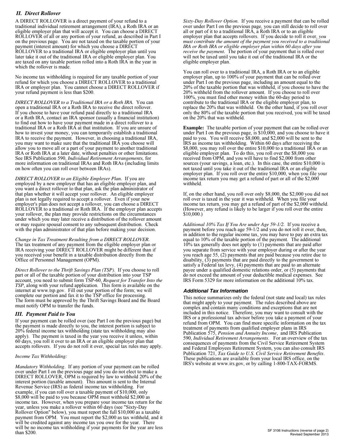 SF 3106 (2013) Application for Refund of Retirement Deductions (Federal Employees Retirement System) — page 9 of 9