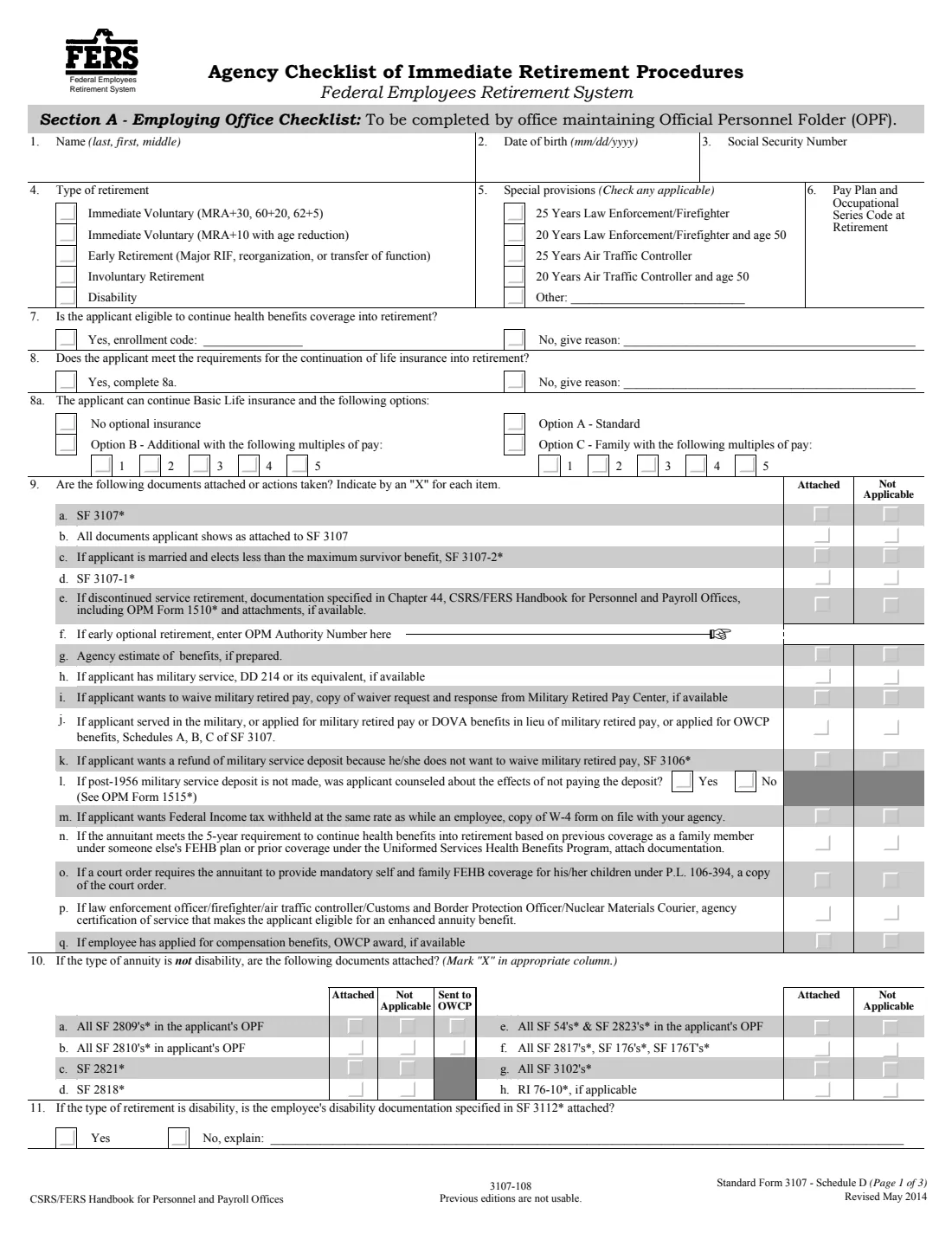 SF 3107 (2014) Application for Immediate Retirement (Federal Employees Retirement System) — page 12 of 14